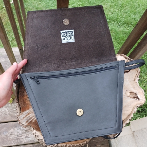 Roberto Vascon Womens Leather Crossbody Red/Gold Plaid Purse Vintage - Picture 5 of 10